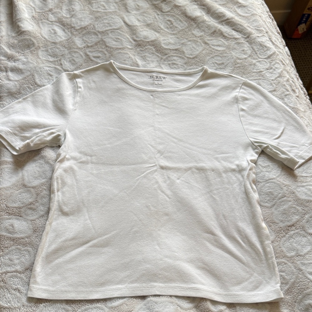 J. Crew White Short Sleeve Crewneck Top